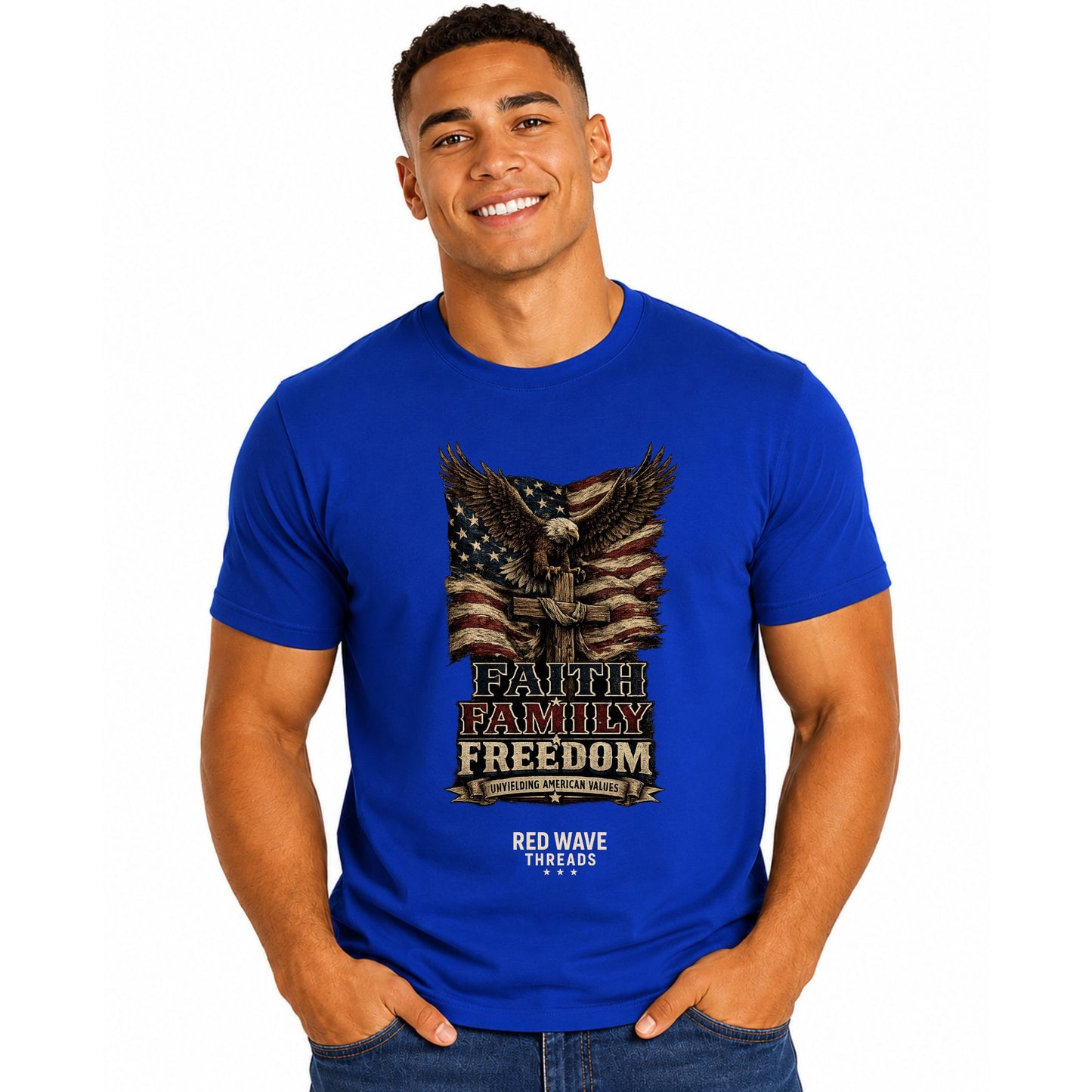Faith Family Freedom Tshirt (Eagle/Cross)