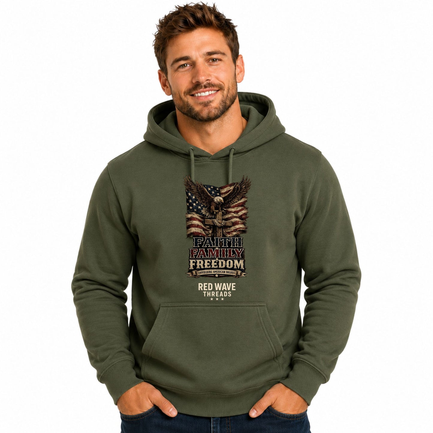 Faith Family Freedom Eagle/Cross Hoodie
